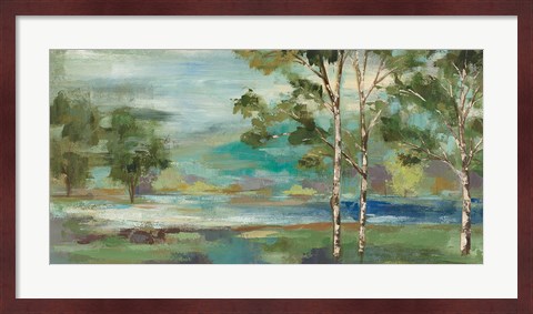 Framed Aspens by the Lake Print