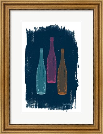 Framed Bottles on Navy Print