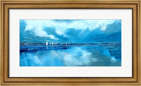 Framed Blue Sky and Boats V Print