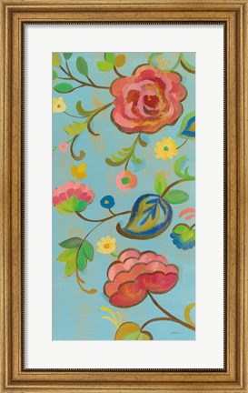 Framed Folk Song Floral III Print