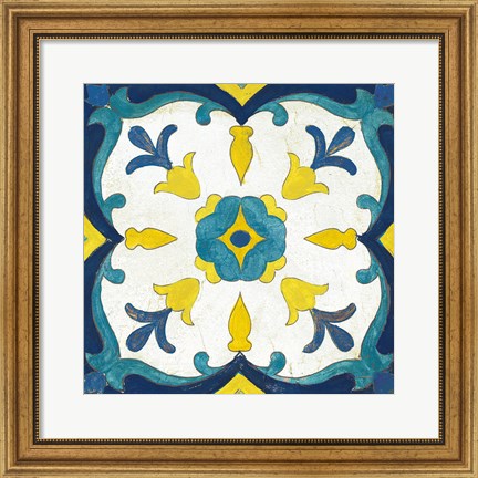 Framed Andalucia Tiles A Blue and Yellow Print