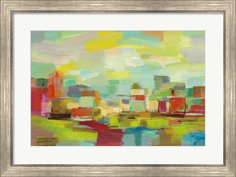 Framed Town by the River Print