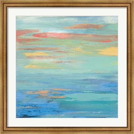 Framed Sunset Beach I Bright Print