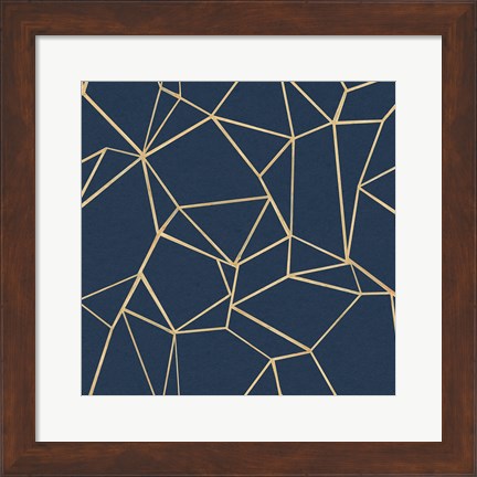 Framed Succulent Pattern Navy Print