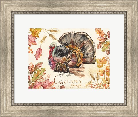 Framed Watercolor Harvest Turkey Print