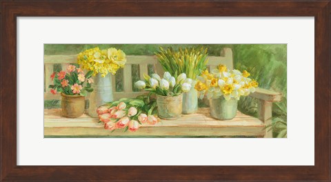Framed Spring Garden Bench Print