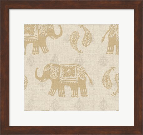 Framed Elephant Caravan Patterns I Print