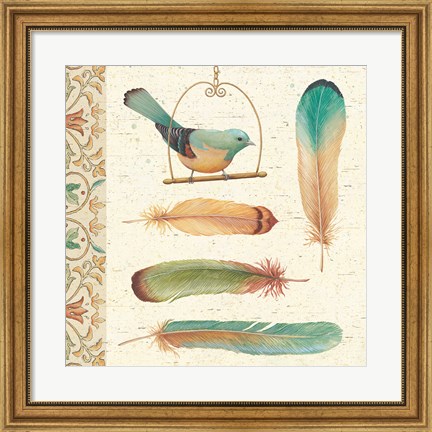 Framed Feather Tales I Print