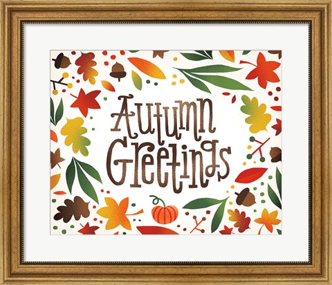 Framed Harvest Time Autumn Greetings Print