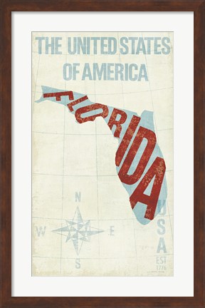 Framed USA Modern Blue Florida State Print
