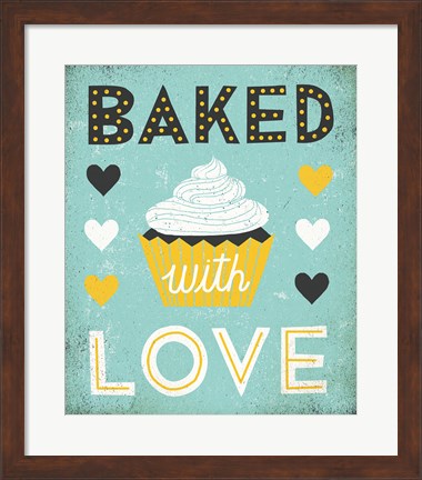 Framed Retro Diner Baked with Love Print