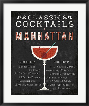 Framed Classic Cocktail Manhattan Print
