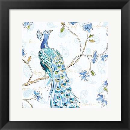 Framed Peacock Allegory III White Print