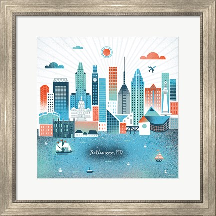Framed Baltimore Skyline Print