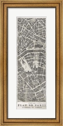 Framed Plan de Paris Panel in Wood Print