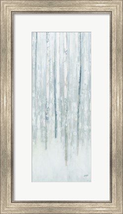 Framed Birches in Winter Blue Gray Panel II Print