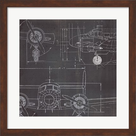 Framed Plane Blueprint III No Words Post Print