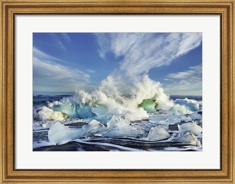 Framed Waves breaking, Iceland Print