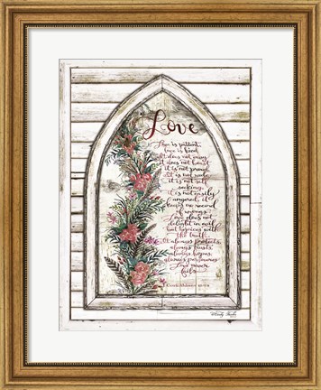 Framed Love is Patient Arch with Flowers Print
