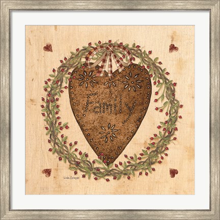 Framed Punched Tin Heart on Wreath Print