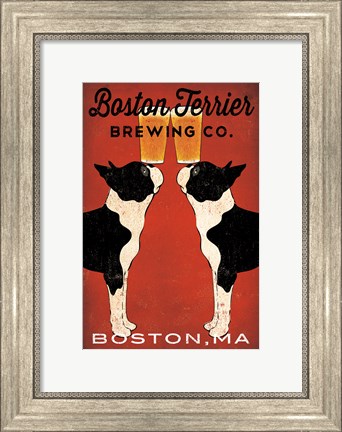 Framed Boston Terrier Brewing Co Boston Print