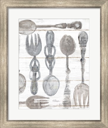 Framed Spoons and Forks III Neutral Print