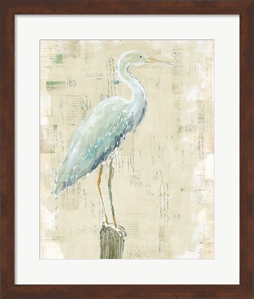Framed Coastal Egret I v2 no Aqua Print