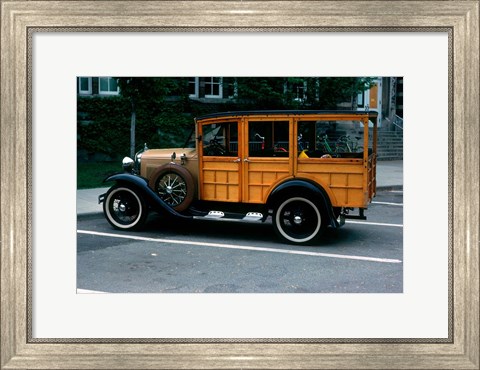 Framed 1930s Wood Body Station Wagon Antique Print