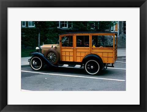 Framed 1930s Wood Body Station Wagon Antique Print