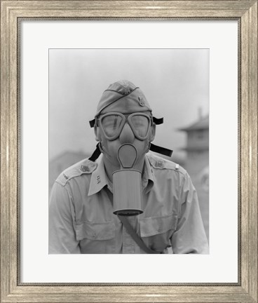 Framed 1940s 1942 Unidentified Man Soldier Print