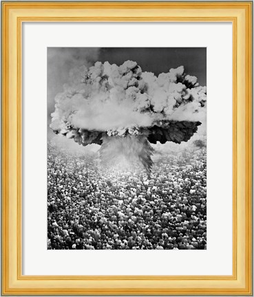Framed 1950s 1960s Atomic Bomb Symbolic Montage Print