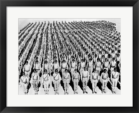 Framed 1940s Wwii Large Formation U.S. Army Infantry Soldiers Print