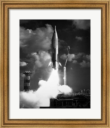 Framed 1960s Atlas Icbm Launch Print
