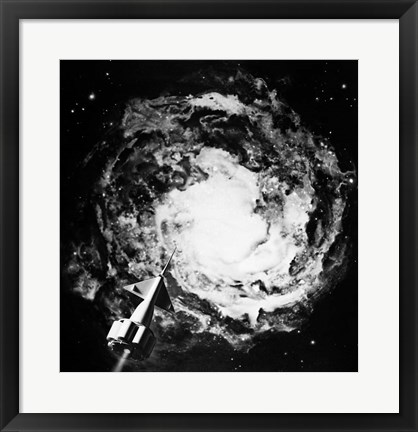 Framed 1950s 1960s Recreation Of Space Rocket Print