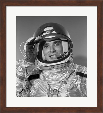 Framed 1960s Portrait Of Saluting Astronaut In Space? Print