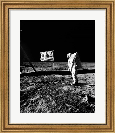 Framed 1969 Astronaut Us Flag Print