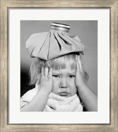 Framed 1950s Unhappy Little Blonde Girl Print