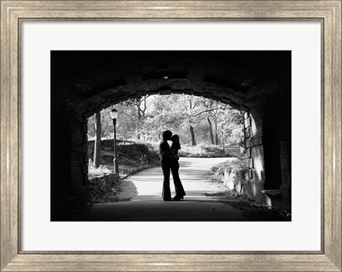 Framed 1960s Silhouette Of Young Couple Print