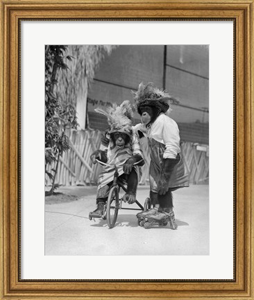 Framed 1930s Two Chimpanzees Monkeys Print