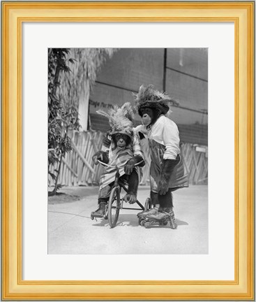 Framed 1930s Two Chimpanzees Monkeys Print