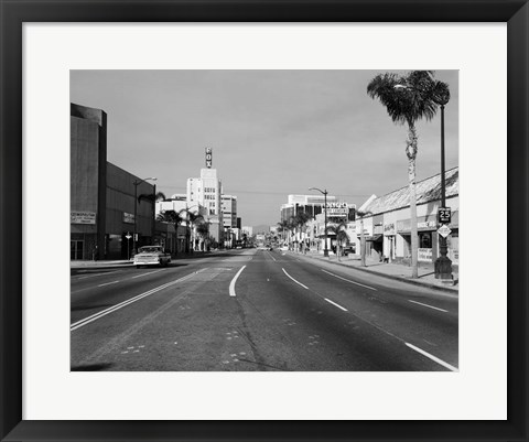 Framed 1960s Street Scene West Wilshire Blvd Los Angeles, California Print