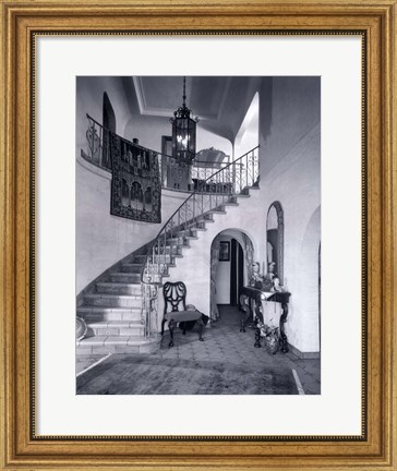 Framed 1920s Upscale Home Entry With Spiral Staircase Print