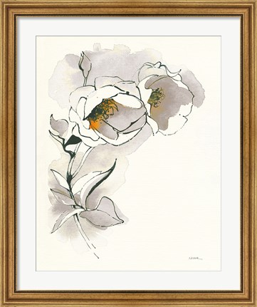 Framed Carols Roses II Taupe Print