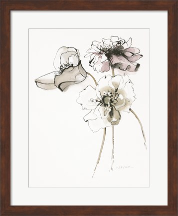 Framed Three Somniferums Poppies Neutral Print