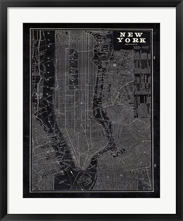 Framed Blueprint Map New York Print