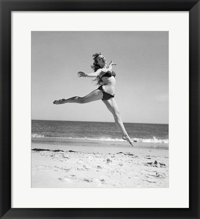 Framed 1950s Woman In Bikini Running Print