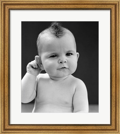 Framed 1940s Baby With Slight Squinting Eyes Print