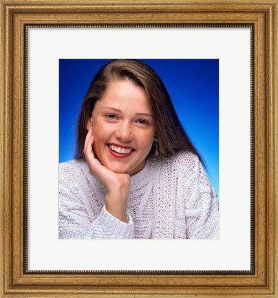 Framed 1980s Smiling Teenage Girl Looking At Camera Print