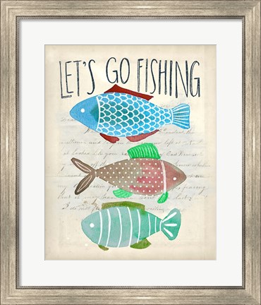 Framed Let&#39;s Go Fishing Print