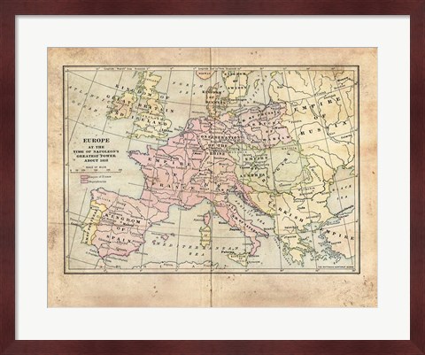 Framed Vintage Napoleon Empire Map Print